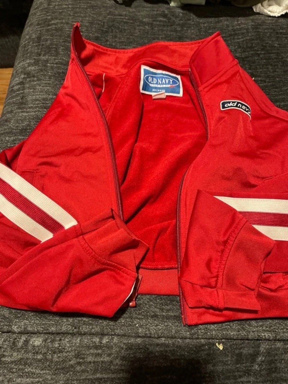Old Navy Red Kids' Jean-Style Track Jacket with White Stripe